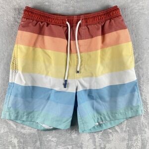 Southern Tide Swim Trunks Mens Small Red Blue Swimsuit Mesh Lined Skipjack